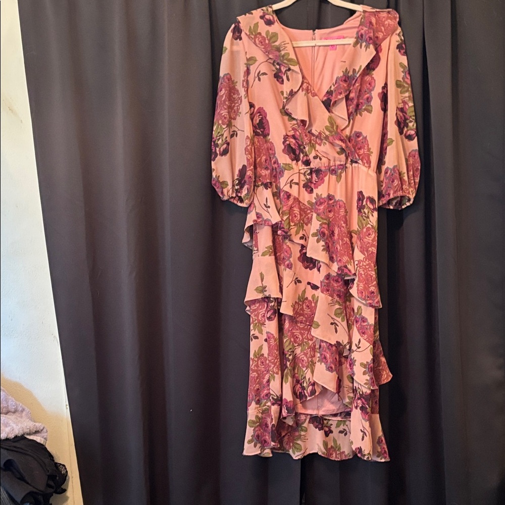 Betsey Johnson Pink Floral High Low Dress